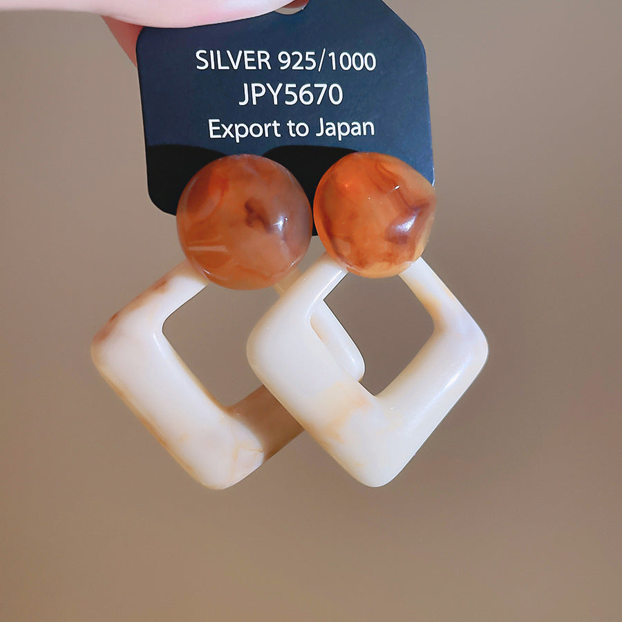 Women's Needle Geometric Irregular Resin Fashionable Retro Earrings