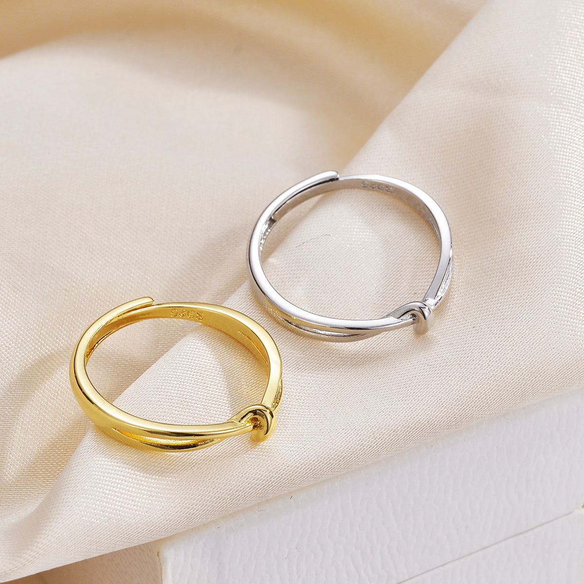 Knotted Female Niche Design Adjustable Mouth Simple Temperament Ring