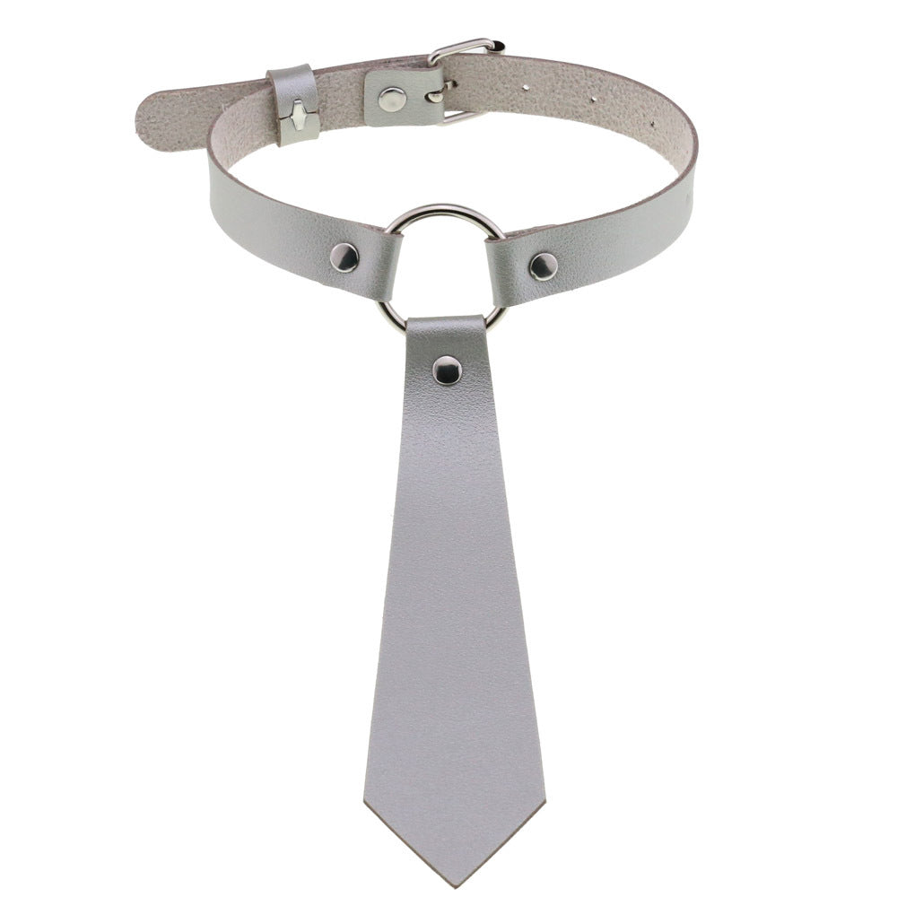 Personality Fashion Leather Bondage Tie Punk Collar