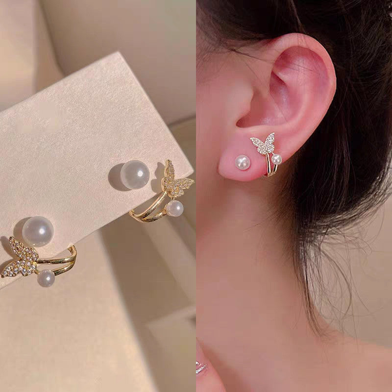 Women's & Men's High Sense Ear Graceful Fashionable Pearl Rings