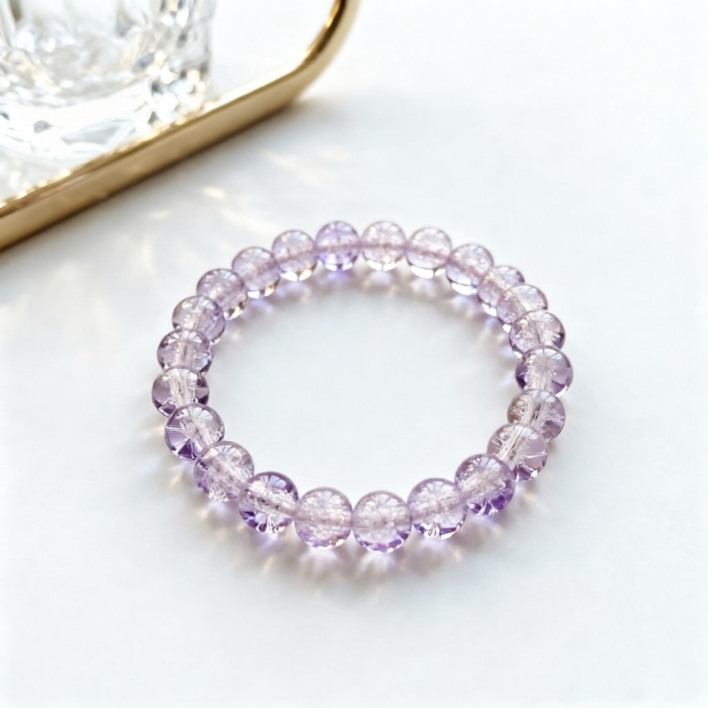 Female Two-color Transparent Micro Glass Bead Jade Broken Glazed Live Bracelet