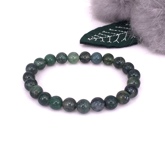 Women's & Men's Water Plants Agate Green Single Circle Bracelet