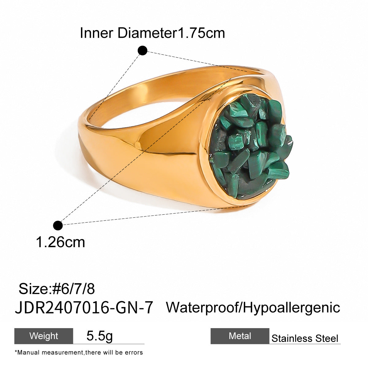 Ding Stainless Steel Natural Stone Eye-catching High-grade Titanium Rings