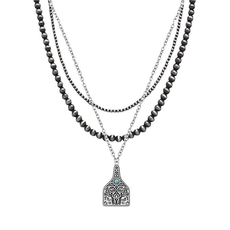 Western Style Brushed Round Beads Vintage Carved Pendants
