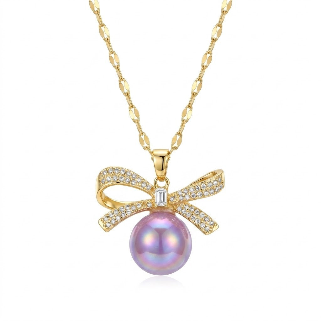 Women's French Butterfly Zircon Minority Fashion Design Temperament Titanium Necklace