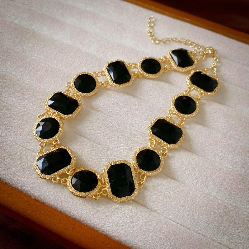 Square Stitching Palace Style Exquisite Clavicle Chain Middle Necklaces