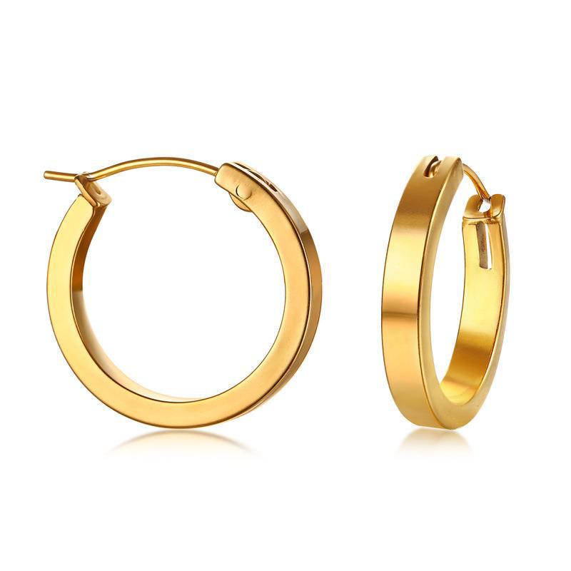 Women's Titanium Steel Round Stainless Ear Gold Earrings