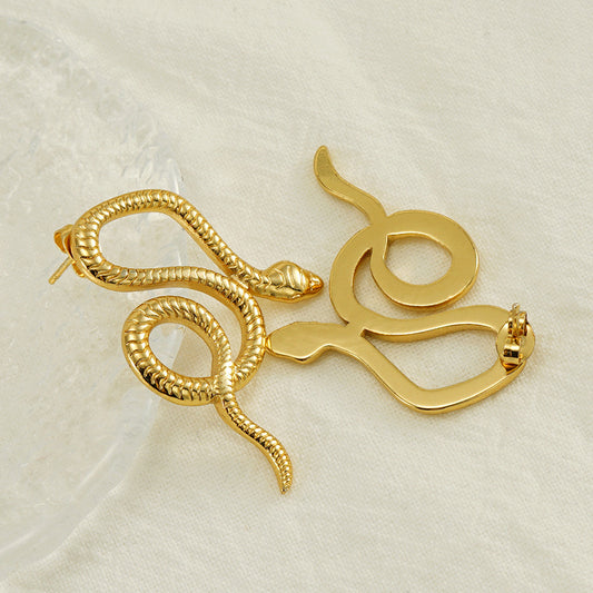 Women's Stainless Steel Snake For Exaggerated Personalized Gold Earrings