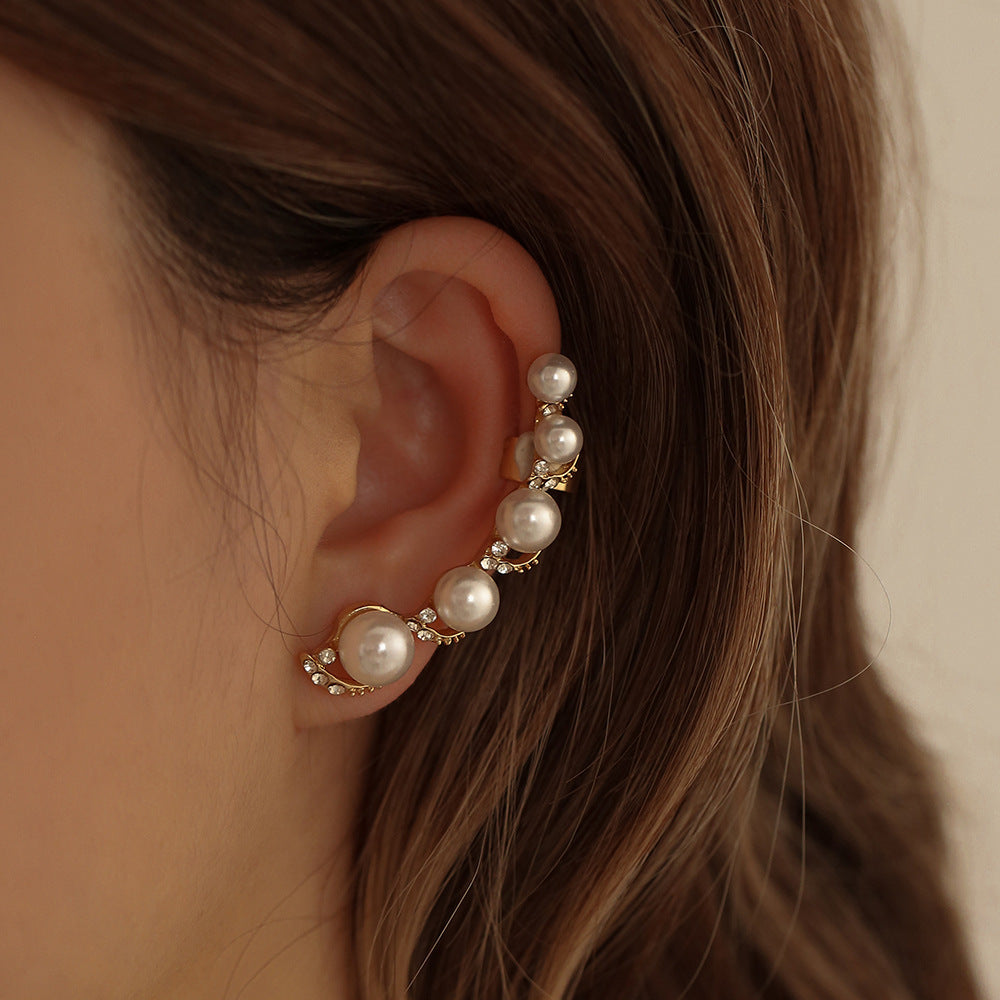 Fashion Personality Pearl Spot Drill Ear Earrings