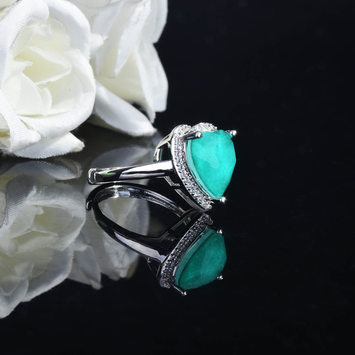 Broadcast Imitation Natural Paraiba Suit Heart-shaped Jewelry Set