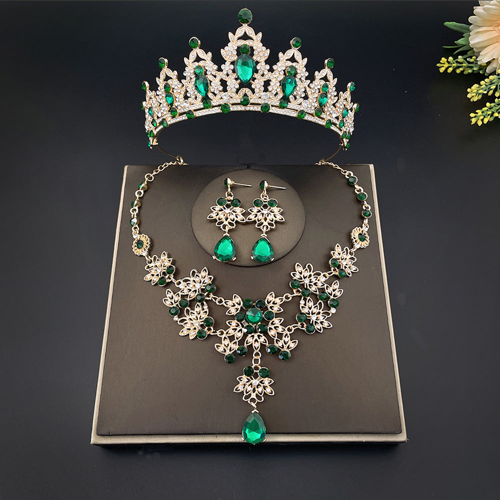 Bridal Headdress Crown Three-piece Wedding Rhinestone Jewelry Set