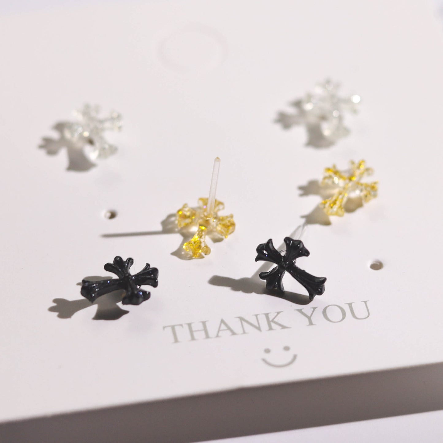 Crook Cross Resin Plastic Earing Female Luminous Artistic Style Stud Earrings