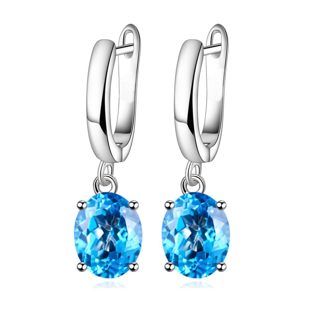 Women's Oval Zircon Egg-shaped Color Imitation Gem Jewelry Set