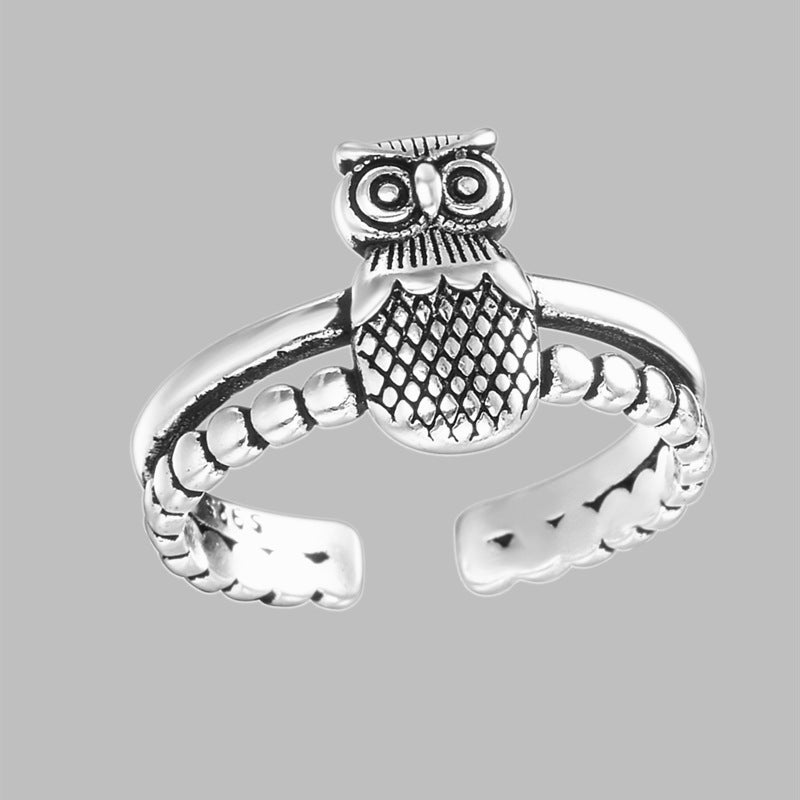 Creativity Retro Distressed Owl Open Female Fashion Rings