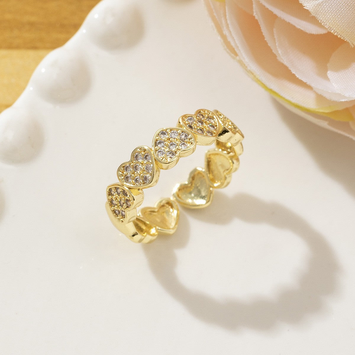 Temperament High Sense Loving Heart With Opening Adjustable Super Flash Ring