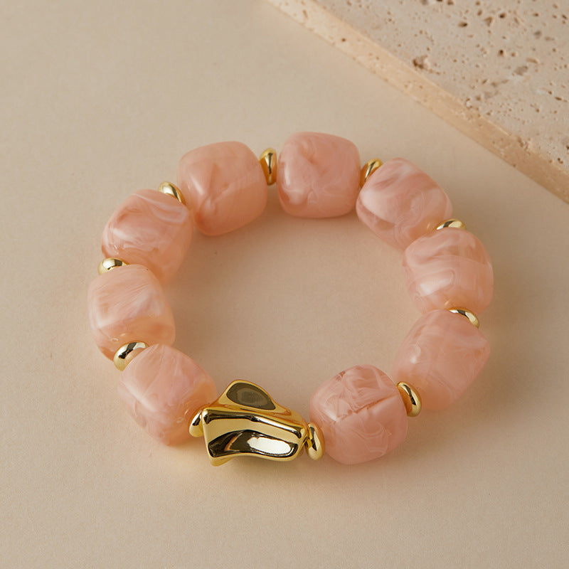 Blooming Vintage Handmade Dopamine Creative Elastic String Oval Geometric Square Bracelets