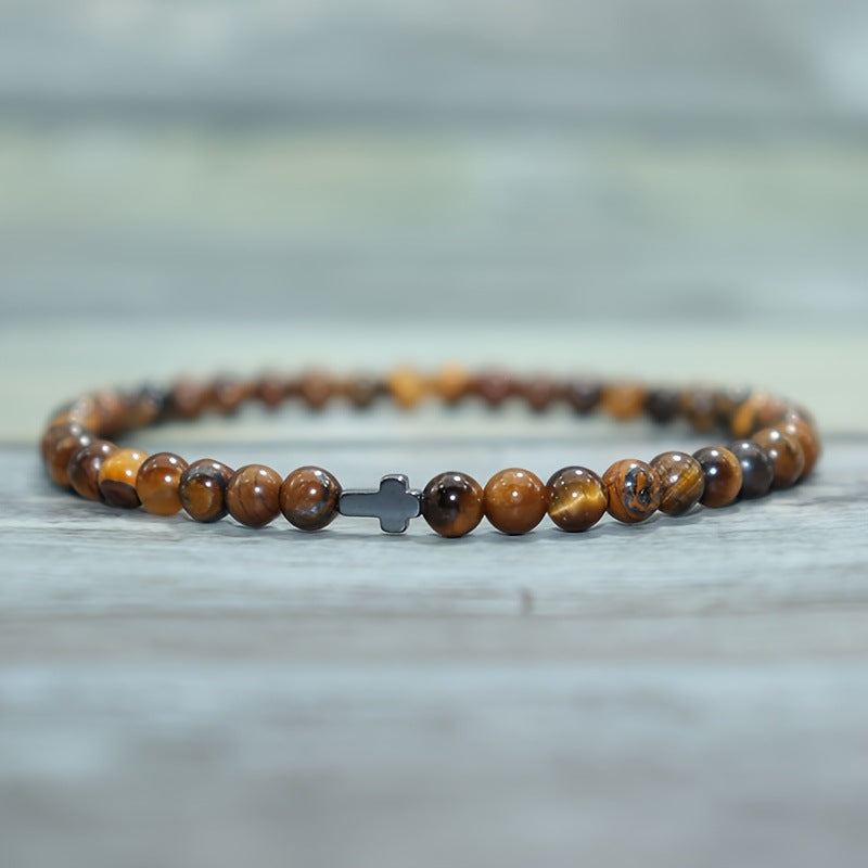 Haematite Cross Volcanic Rock Red Turquoise Bracelets