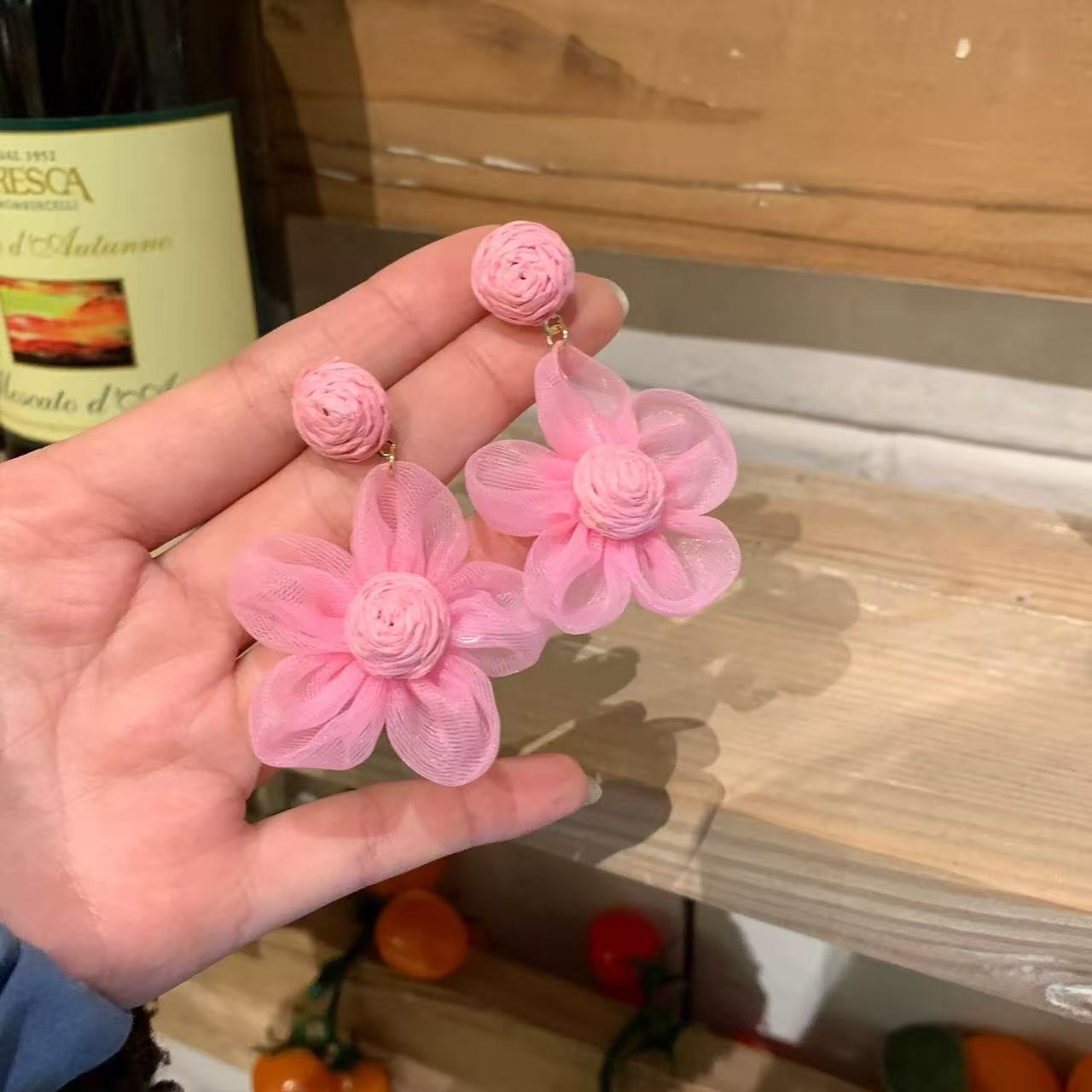 Super Fairy Dopamine Colored Flower Female Niche High Sense Sweet Earrings