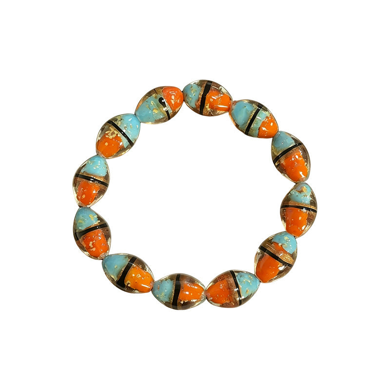 Women's & Men's Luminous Two-color Waist Drum Colored Glaze Crafts Beaded Bracelet