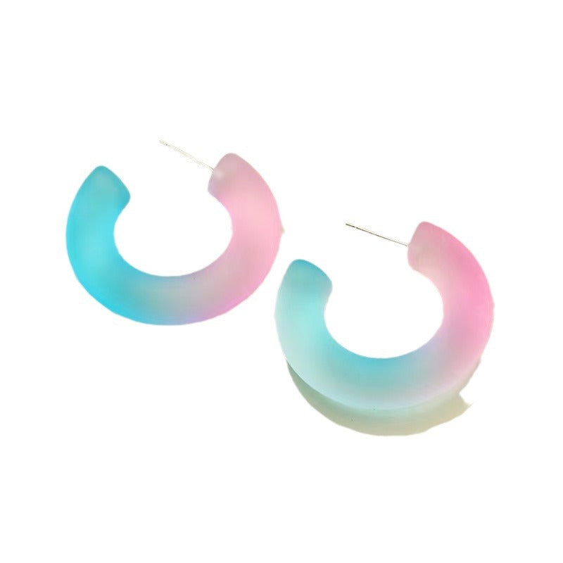Chinese Style Summer Jelly Color Frosted Shaped Fluorescent Needle Refreshing Earrings