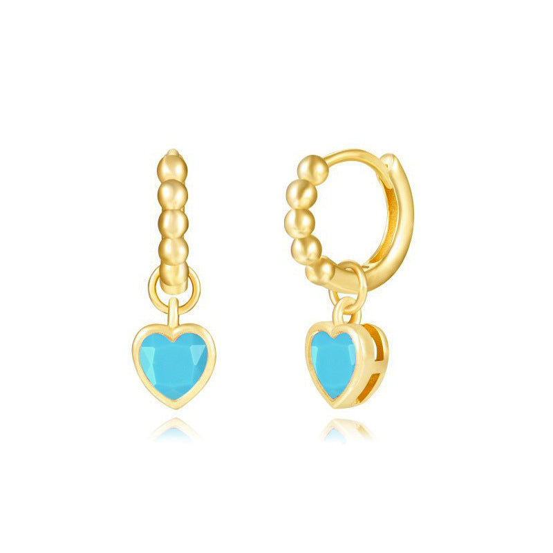 Light Luxury Sier Needle Geometric Ear Female Water Drop Leaf Stud Earrings