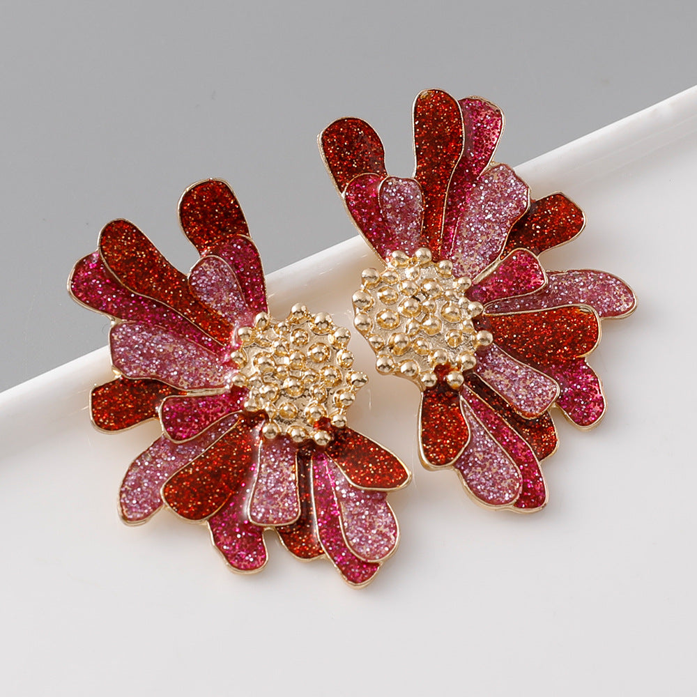 Female Design Sense Niche Shaped Flower Irish Earrings