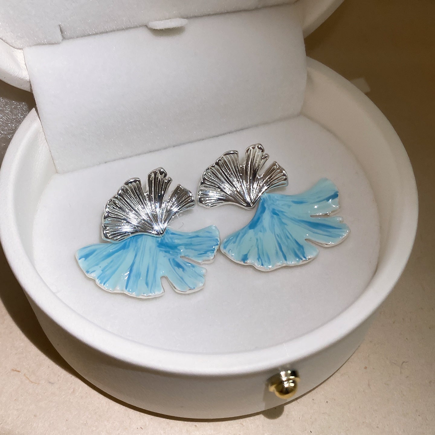 Women's Sier Needle Vacation Style Dripping Oil Fan Shaped Sweet Elegance Rings