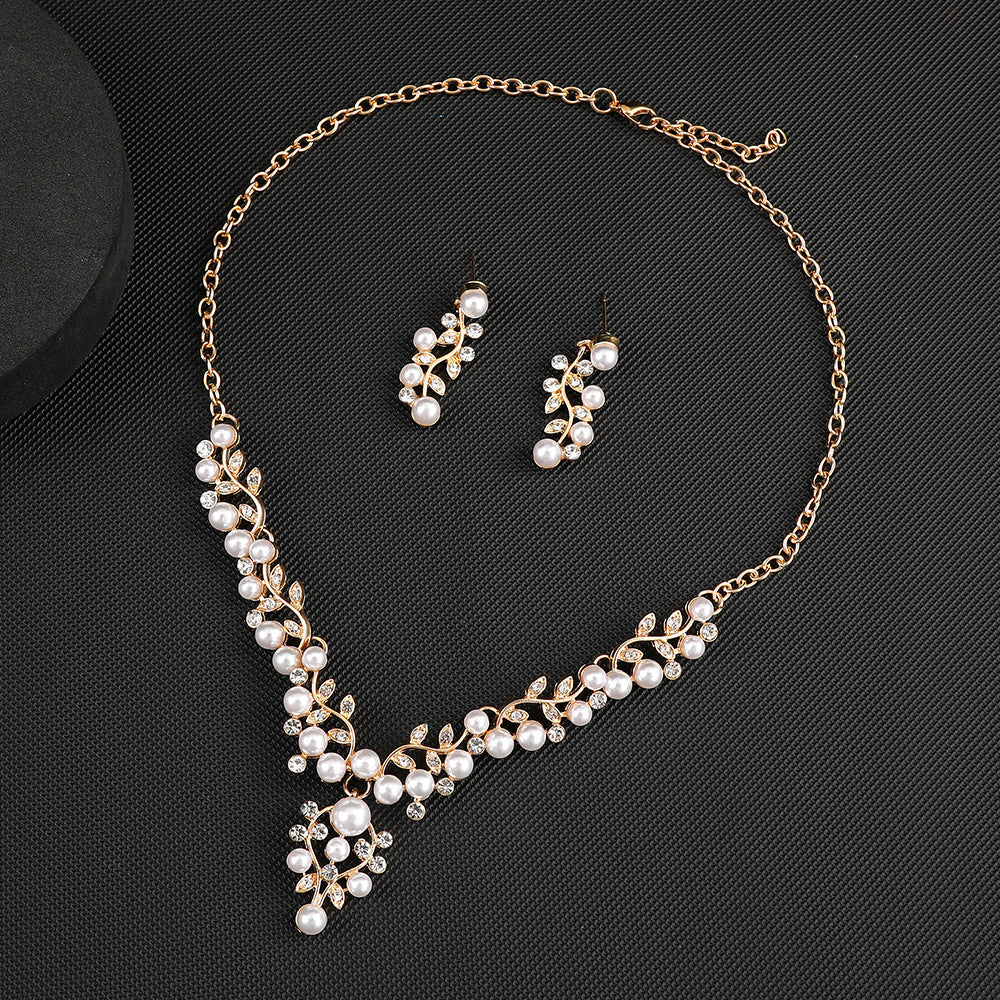 Palace Style Pearl Suite Female Bride Formal Dress Jewelry Set
