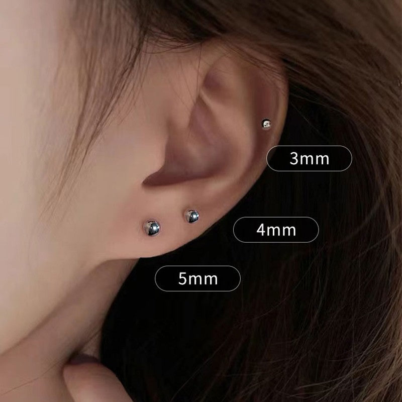 Men's & Women's Bead Bean-shaped Auricular Needle Electroplated Stainless Steel Stud Earrings