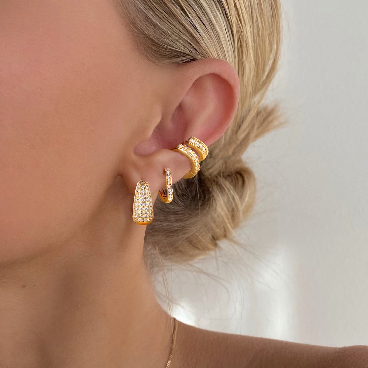 Gold Zircon Temperament Ear Clip Light Earrings