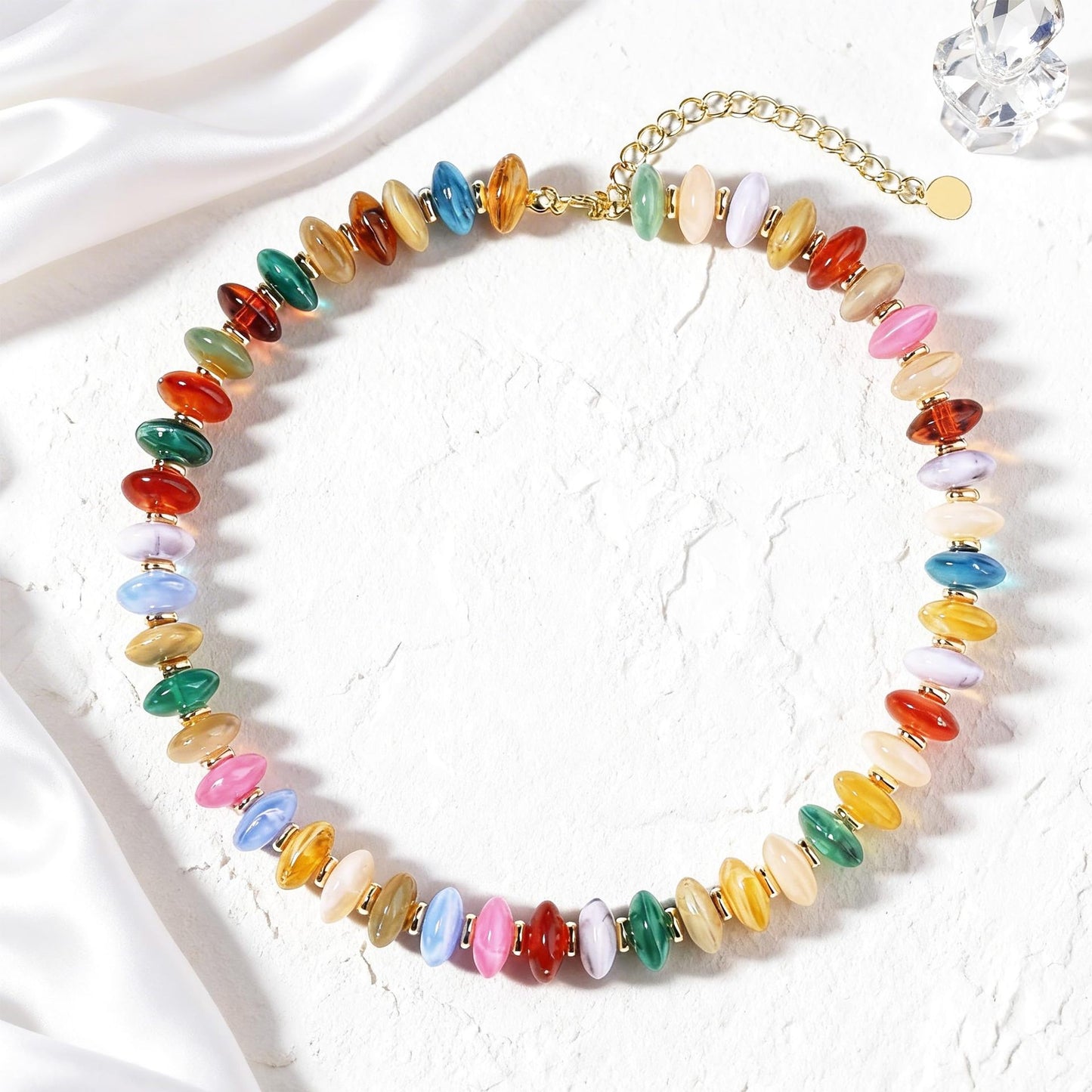 Resin Colorful Acrylic Jelly Clavicle Chain Bohemian Love Barrel Necklaces