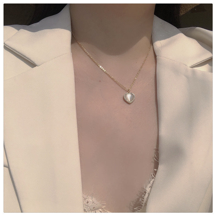 Korean Style Fashion Temperament Opal Love Female Necklace