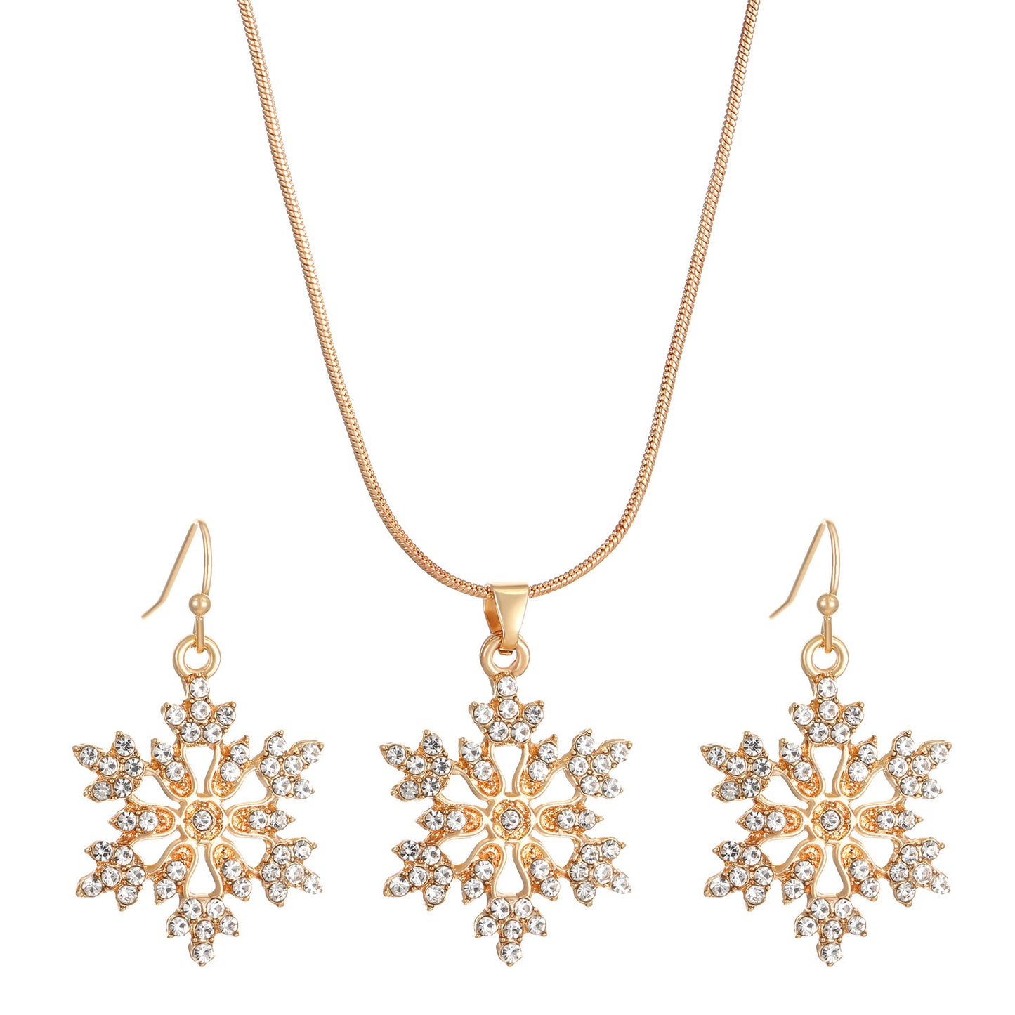 Graceful Full Diamond Alloy Snowflake Ear Valentine's Jewelry Set