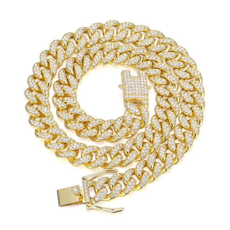 Men's Cuban Link Chain Alloy Full Diamond Dragon's Beard Bracelets