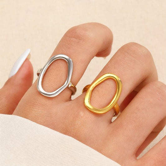 Steel Female Hollow Geometry Irregular Oval Ring