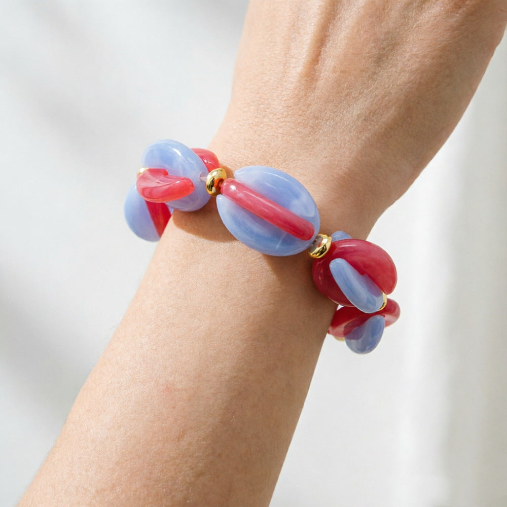Women's Colorful Acrylic Fashion Elastic String Rainbow Bracelets