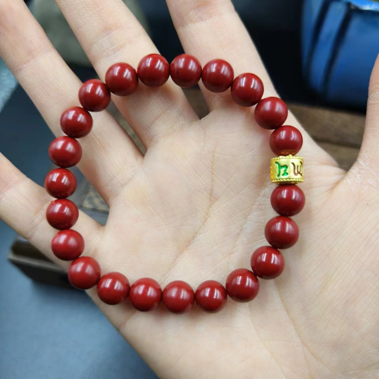 Women's & Men's Cinnabar Purple Gold Sand Single Circle Simple Buddha Beads Light Bracelet
