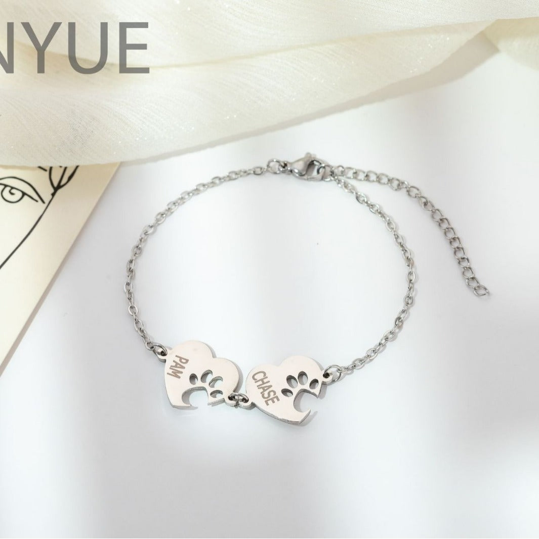 Children's Pet Cat's Paw Dog's Lettering Letter Bracelets