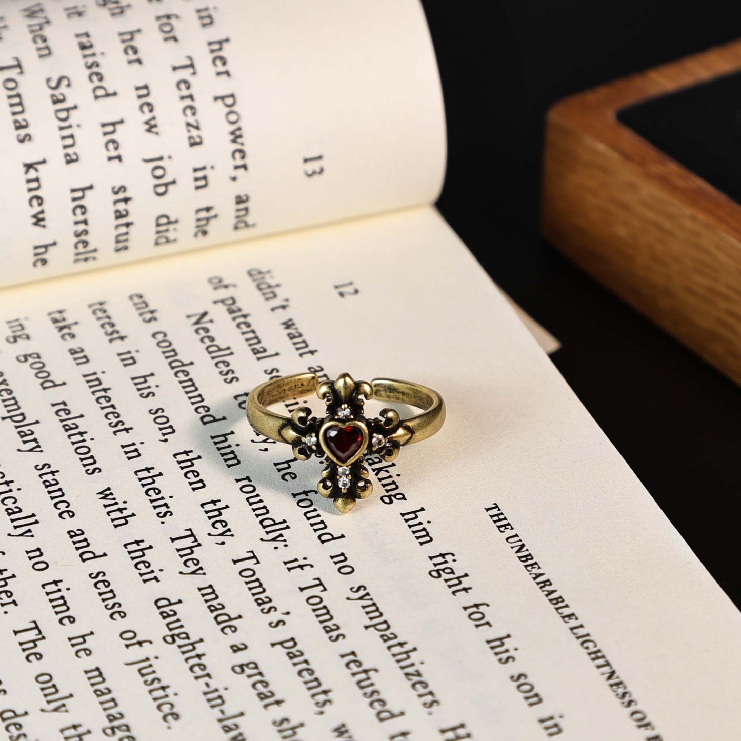 Distressed Style Twin Artistic Retro Matte Ring
