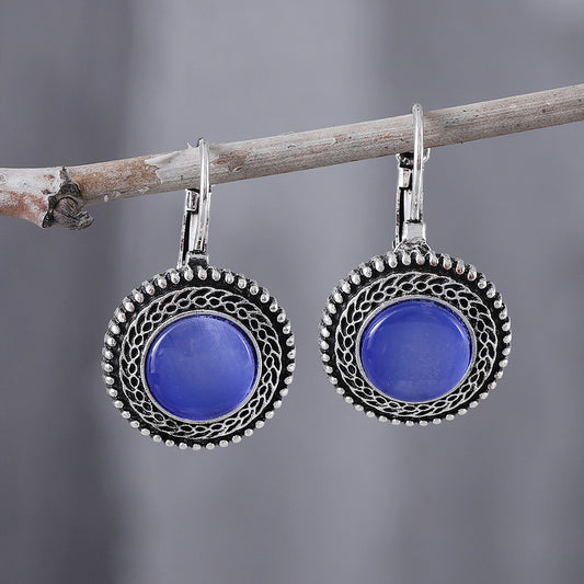Fashion Bohemian Ethnic Style Inlaid Jewel Metal Alloy Retro Earrings