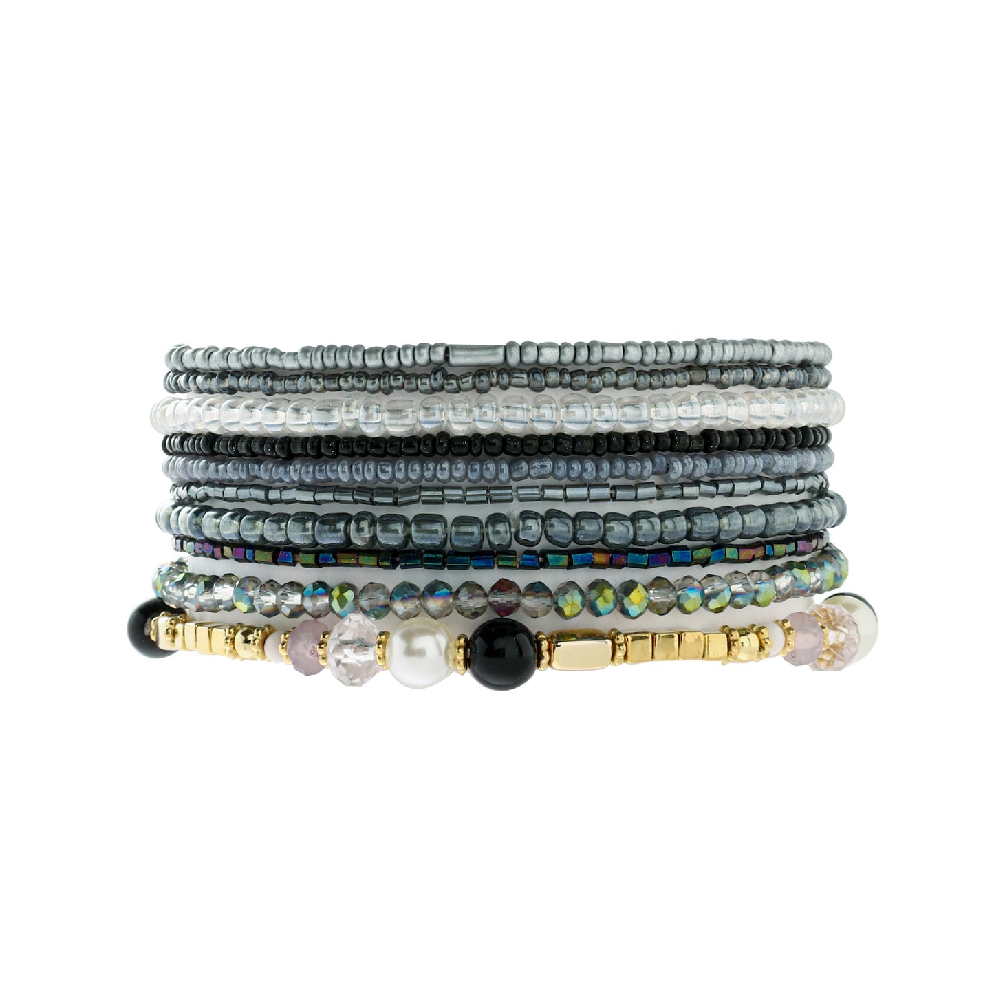 Women's Bohemian Vacation Style Twin Design Sense Glass Beads Stretch Bracelet