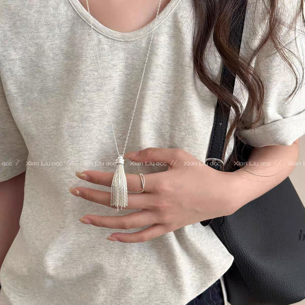 Sier Safety Lock Chinese Style White Necklace