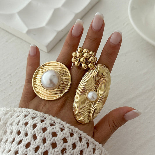 Women's Bohemian Large Lotus Leaf Open Fan Knuckle Exaggerated Rings