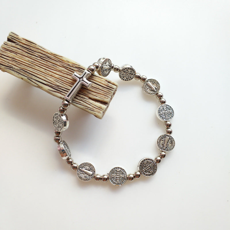 Women's & Men's More Than Cross Crystal Alloy Elastic Bracelet