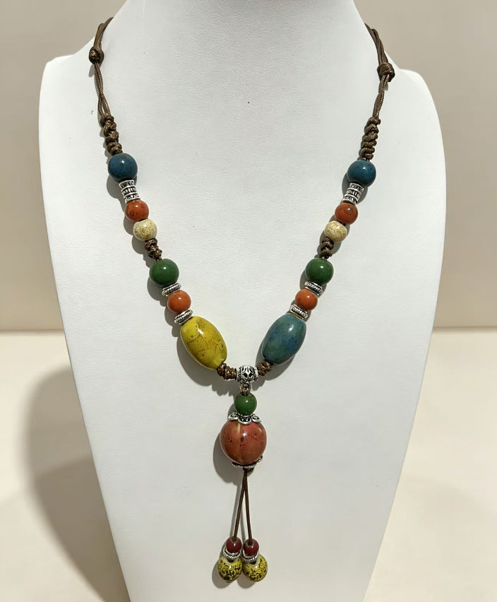 Beaded Ceramic Beads Bohemian Gravel Color Necklaces