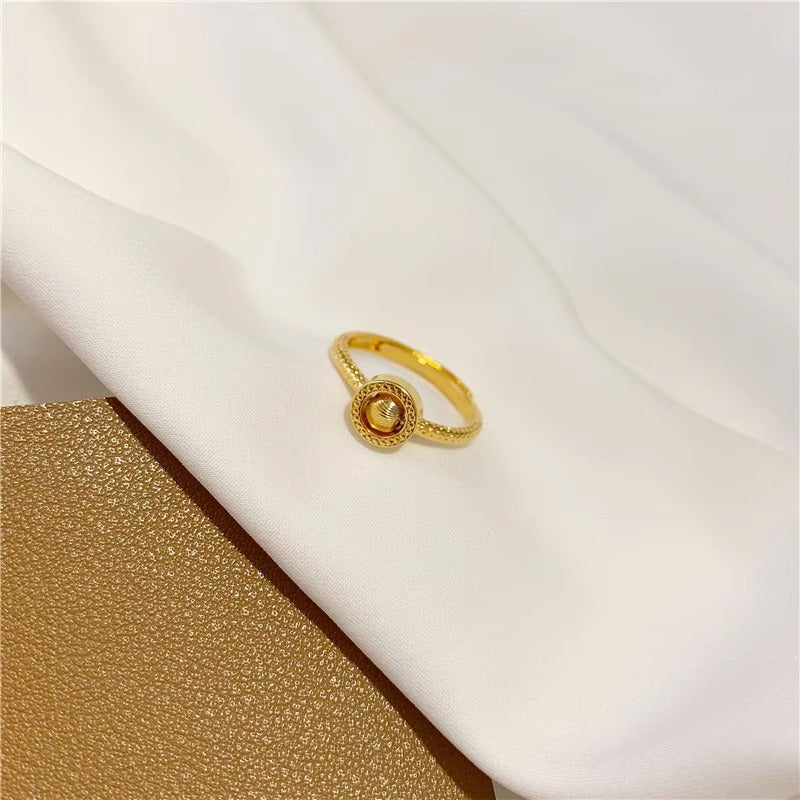 Gold Electroplated Simple Vietnam Placer No Color Fading Open Index Rings