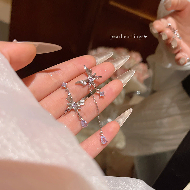 Women's Mori Elegant Asymmetry Butterfly For Light Luxury Minority Earrings