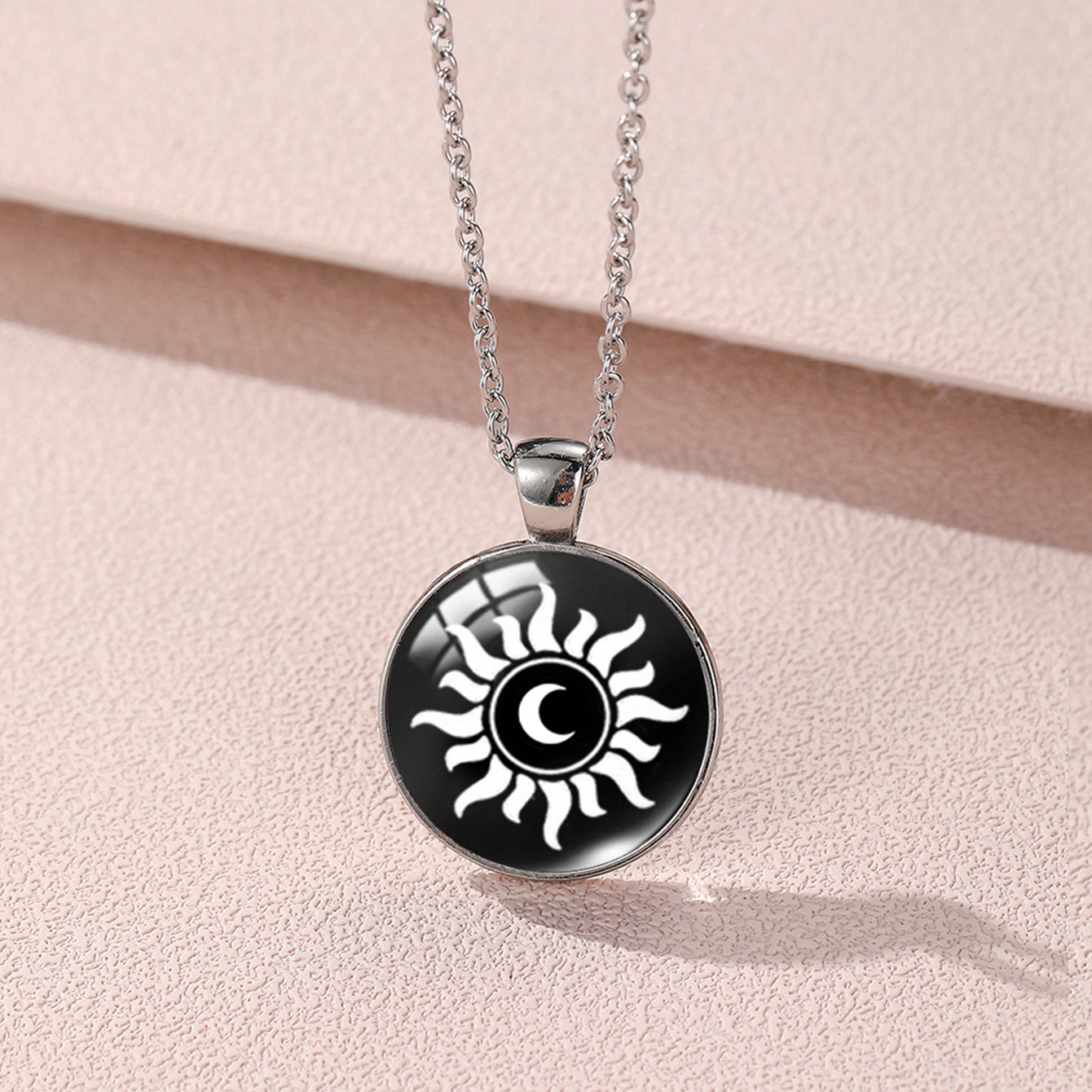 Sun Moon Lovers Couple Star Luminous Time Stone Valentine's Necklace