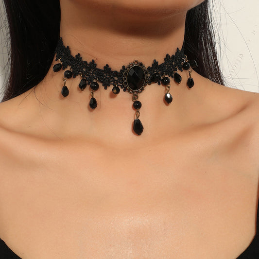 Fashion Personality Retro Black Lace Gothic Clavicle Chain Female Necklaces