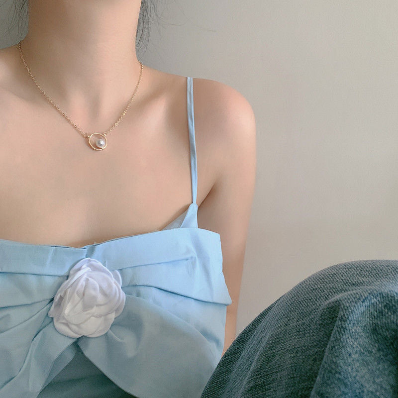 Niche Design Geometric Imitation Pearl Female Cold Wind Temperament Clavicle Necklaces